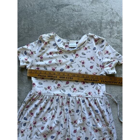 Vintage 90s Y2K Cottagecore Garden Print Midi Dress Small Ladybug Floral Stretch - Picture 13 of 16